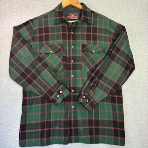 Back Packer Sportswear Green Plaid Flannel Shirt Long Sleeve Acrylic Men’s L